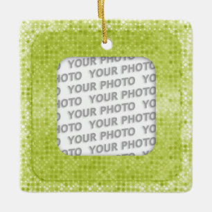 Ornamento De Cerâmica Quadrado em pontos de quadro quadrado 3 + sua foto