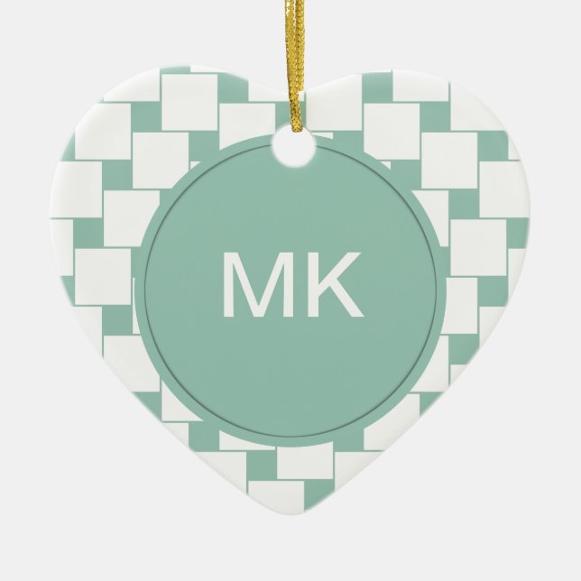 Ornamento De Cerâmica Quadrados de forno de diversão, ponto verde (Frente)