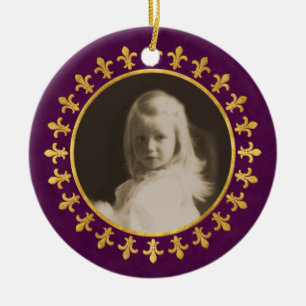 Ornamento De Cerâmica Quadro da foto da flor de lis