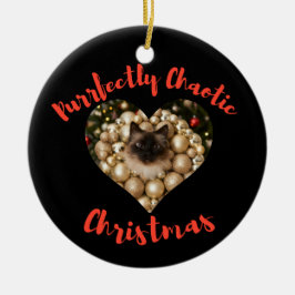 Ornamento De Cerâmica Quadro de Foto de Gato Personalizado de Natal