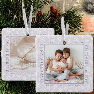 Ornamento De Cerâmica Quadro de Foto de Neve Bebê Estatísticas de Nascim