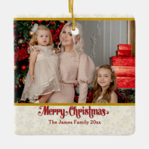 Ornamento De Cerâmica Quadro de Foto Personalizado Feliz Natal e Ano Nov