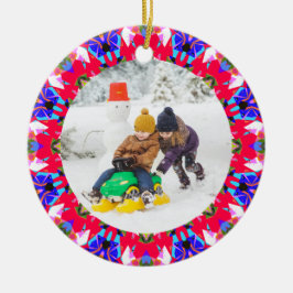 Ornamento De Cerâmica Quadro de Fotografias de Natal Personalizadas e Fe