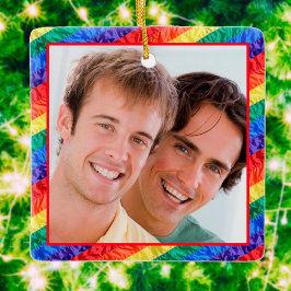 Ornamento De Cerâmica Quadro de Fotografias Personalizado do Orgulho gay