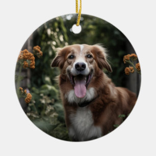 Ornamento De Cerâmica Quadro de Impressões e Corações de Pata de Ornamen