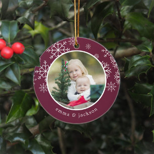 Ornamento De Cerâmica Quadro do Floco de Neve Foto