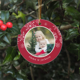 Ornamento De Cerâmica Quadro do Floco de Neve | Foto