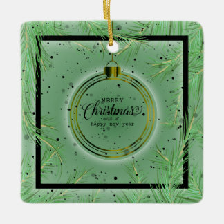 Ornamento De Cerâmica Quadro Natalino Retro Ramos Feliz Natal