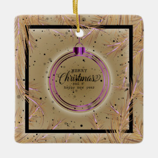 Ornamento De Cerâmica Quadro Natalino Retro Ramos Feliz Natal