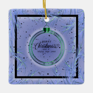 Ornamento De Cerâmica Quadro Natalino Retro Ramos Feliz Natal