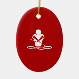 Ornamento De Cerâmica Quads - Branco - Fundo Vermelho - Tenors Baby!