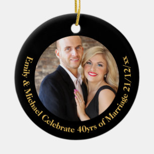 Ornamento De Cerâmica QUAISQUER CASAMENTO FÓSFOTO Dourada do Mármaco Pre