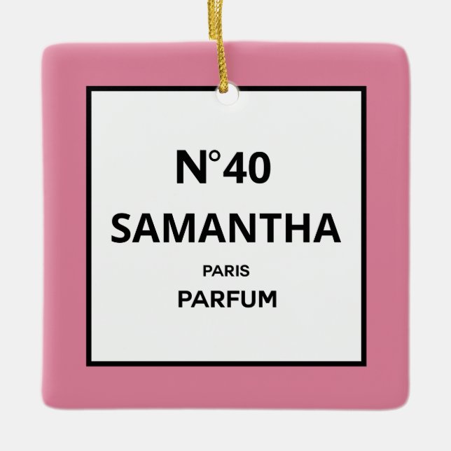 Ornamento De Cerâmica QUALQUER ANO de Aniversário do Designer de Perfume (Frente)
