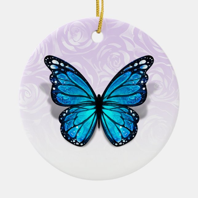 Ornamento De Cerâmica Qualquer Borboleta Floral Elegante De Cor (Frente)