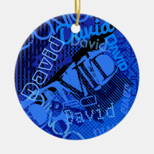 Ornamento De Cerâmica Qualquer nome de Creative Blue personalizável
