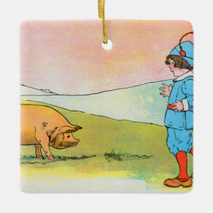 Ornamento De Cerâmica Quando fui a Bonner, encontrei um porco - Rhyme En
