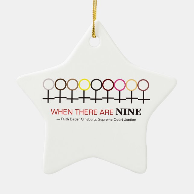 Ornamento De Cerâmica Quando há nove citações de Ginsburg RBG (Frente)