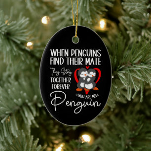 Ornamento De Cerâmica Quando Os Pinguins Encontram O Seu Companheiro Ele