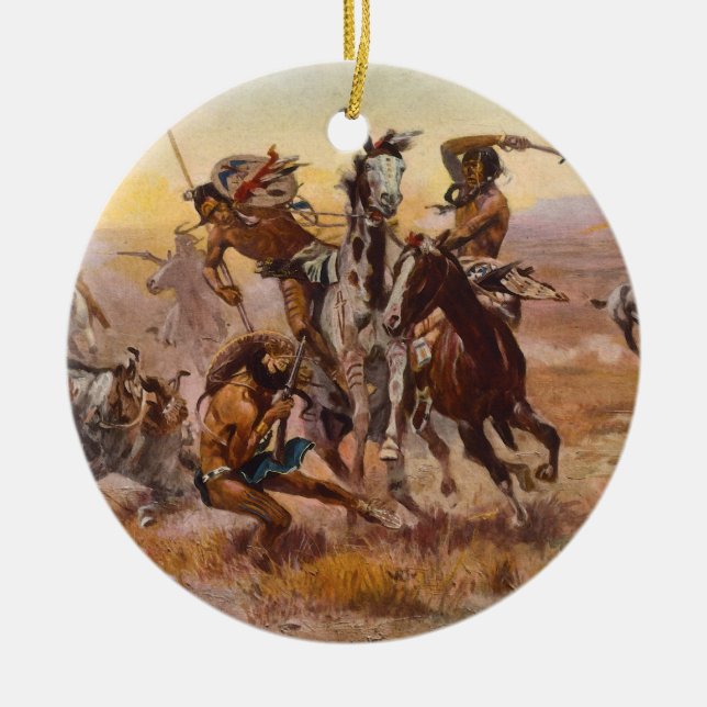 Ornamento De Cerâmica Quando Sioux e os Blackfeet se encontraram por (Frente)