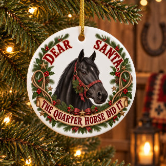 Ornamento De Cerâmica Quarter Horse Fez Isso Cavalo Preto Arte de Natal
