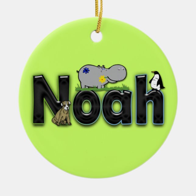 Ornamento De Cerâmica Quarto de Noah (Frente)