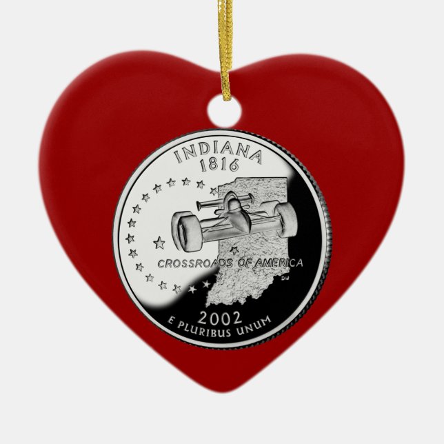 Ornamento De Cerâmica Quarto Estadual de Indiana do Lado Inverso (Frente)