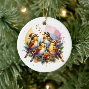 Ornamento De Cerâmica Quatro Calling Birds   Doze dias de Natal