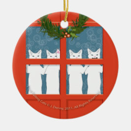 Ornamento De Cerâmica Quatro gatos de chamada…