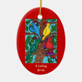 Ornamento De Cerâmica Quatro pássaros de chamada