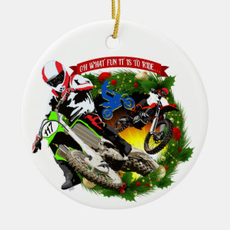 Ornamento De Cerâmica Que Diversão de Motocross Natal