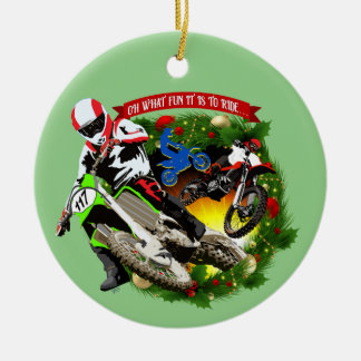 Ornamento De Cerâmica Que Diversão de Motocross Natal