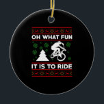 Ornamento De Cerâmica Que Divertido É Andar De Bicicleta No Natal<br><div class="desc">Que divertido é andar de bicicleta de Natal,  bicicleta,  bicicleta,  natal,  correspondência,  família,  feliz,  natal,  2021, xmas, feliz, ano novo, Natal 2022 21 Combinação de pijamas</div>
