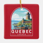 Ornamento De Cerâmica Quebec Canada Viagem Art Vintage<br><div class="desc">O vetor retro do Quebec,  viagem design. O Quebec,  nidificado no leste do Canadá,  oferece uma mistura única de charme europeu e espírito norte-americano.</div>