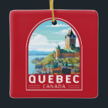 Ornamento De Cerâmica Quebec Canada Viagem Art Vintage<br><div class="desc">O vetor retro do Quebec,  viagem design. O Quebec,  nidificado no leste do Canadá,  oferece uma mistura única de charme europeu e espírito norte-americano.</div>