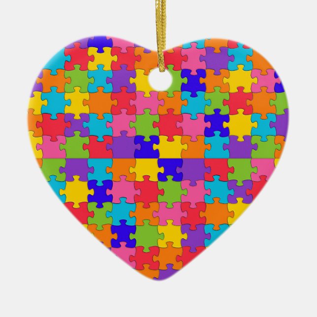 Ornamento De Cerâmica quebra-cabeça de autismo (Frente)