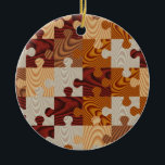 Ornamento De Cerâmica quebra-cabeça de madeira de madeira<br><div class="desc">Personalize facilmente este padrão multicolor de quebra-cabeça de quebra-cabeça de madeira adicionando seu próprio nome ou texto. CLIQUE EM PERSONALIZAR para adicionar texto ou foto de nome. Visite a LOJA PHOTO_GIFTZ para obter produtos correspondentes. NOTE QUE este é um gráfico impresso e não é madeira real.</div>