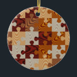 Ornamento De Cerâmica quebra-cabeça de madeira de madeira<br><div class="desc">Personalize facilmente este padrão multicolor de quebra-cabeça de quebra-cabeça de madeira adicionando seu próprio nome ou texto. CLIQUE EM PERSONALIZAR para adicionar texto ou foto de nome. Visite a LOJA PHOTO_GIFTZ para obter produtos correspondentes. NOTE QUE este é um gráfico impresso e não é madeira real.</div>