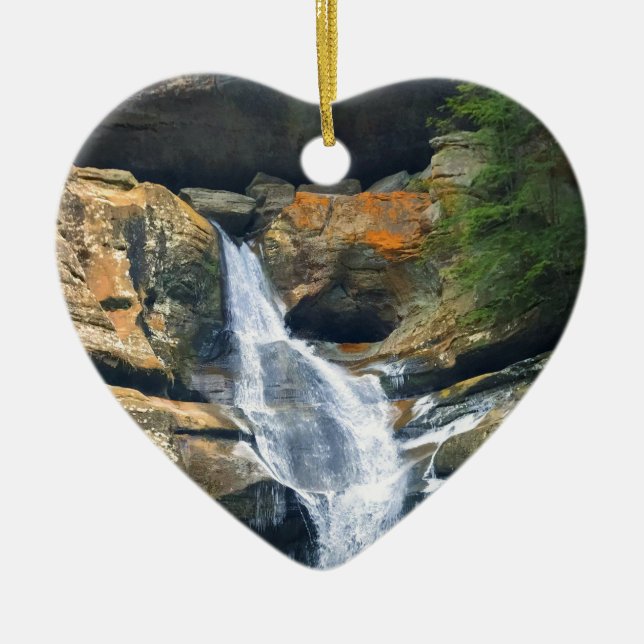 Ornamento De Cerâmica Quedas do cedro, colinas Ohio de Hocking (Frente)