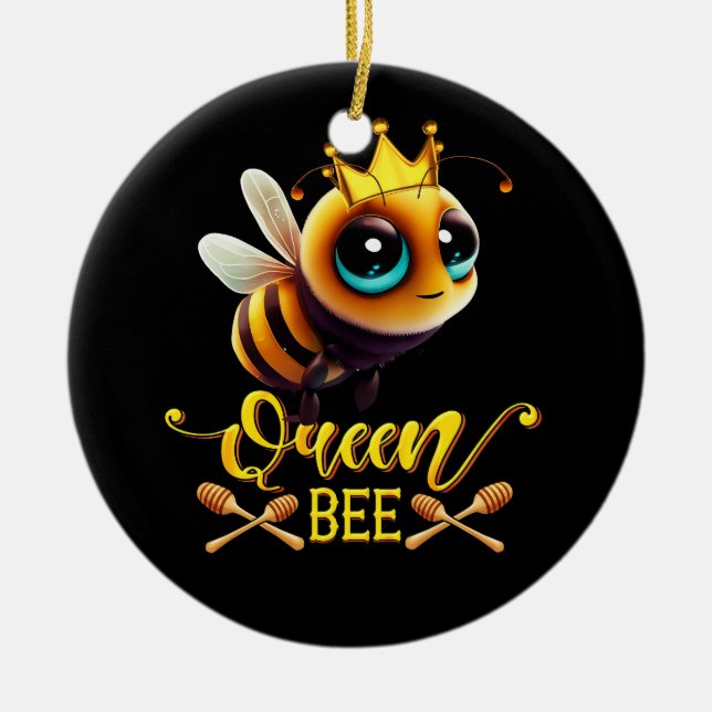 Ornamento De Cerâmica Queen Bee Royal Crown Hive Honey Beerke (Frente)