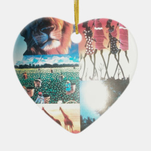 Ornamento De Cerâmica Quênia: Vida Selvagem, Cultura e Praia Costeira