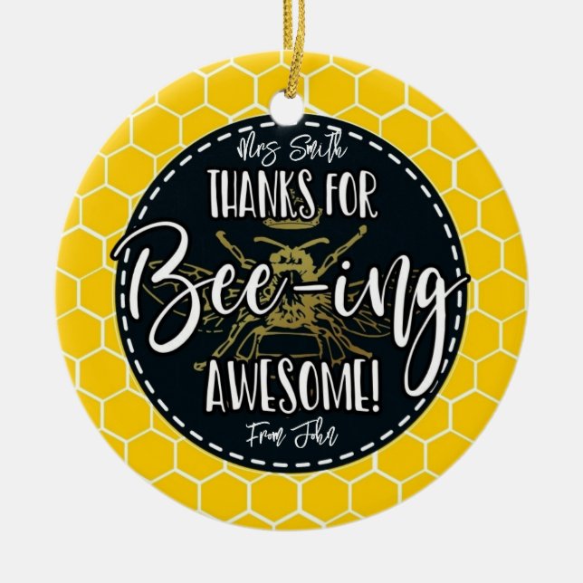 Ornamento De Cerâmica querida abelha te obrigado por ser uma ótima amiga (Frente)