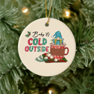 Ornamento De Cerâmica Querida, está frio lá fora Gnomo de Natal