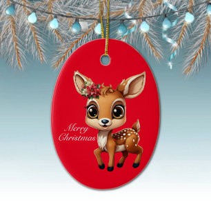 Ornamento De Cerâmica Querida Veado, Fawn, Doce 🦌 🎄 Feliz Natal