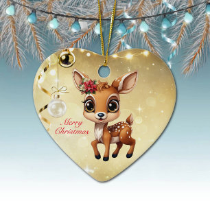 Ornamento De Cerâmica Querida Veado, Fawn, Doce 🦌 🎄 Feliz Natal