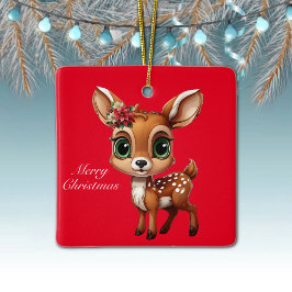 Ornamento De Cerâmica Querida Veado, Fawn, Doce 🦌 🎄 Feliz Natal