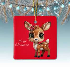 Ornamento De Cerâmica Querida Veado, Fawn, Doce 🦌 🎄 Feliz Natal