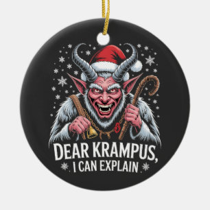Ornamento De Cerâmica Querido Krampus eu posso explicar o Natal Papai No