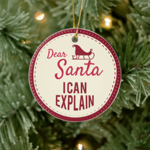 Ornamento De Cerâmica Querido Papai Noel Posso Explicar, Ditos Engraçado