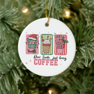 Ornamento De Cerâmica Querido Papai Noel Traga Apenas Café Natal Préppy 