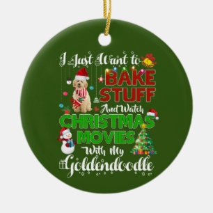 Ornamento De Cerâmica Quero ver filmes de Natal GOLDENDOODLE